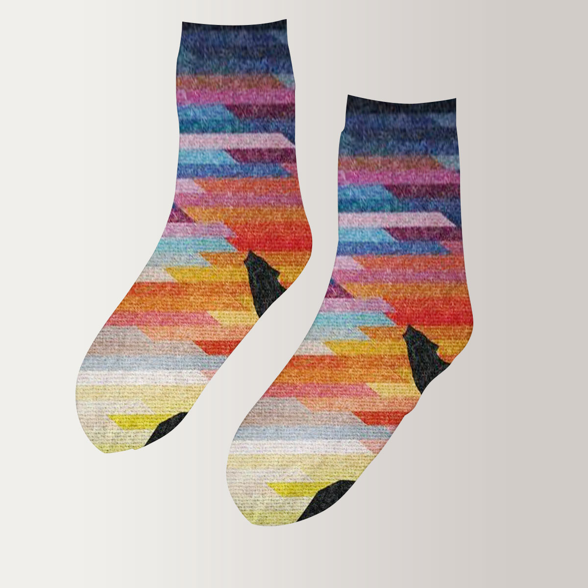 Rainbow Wolf 3D Socks