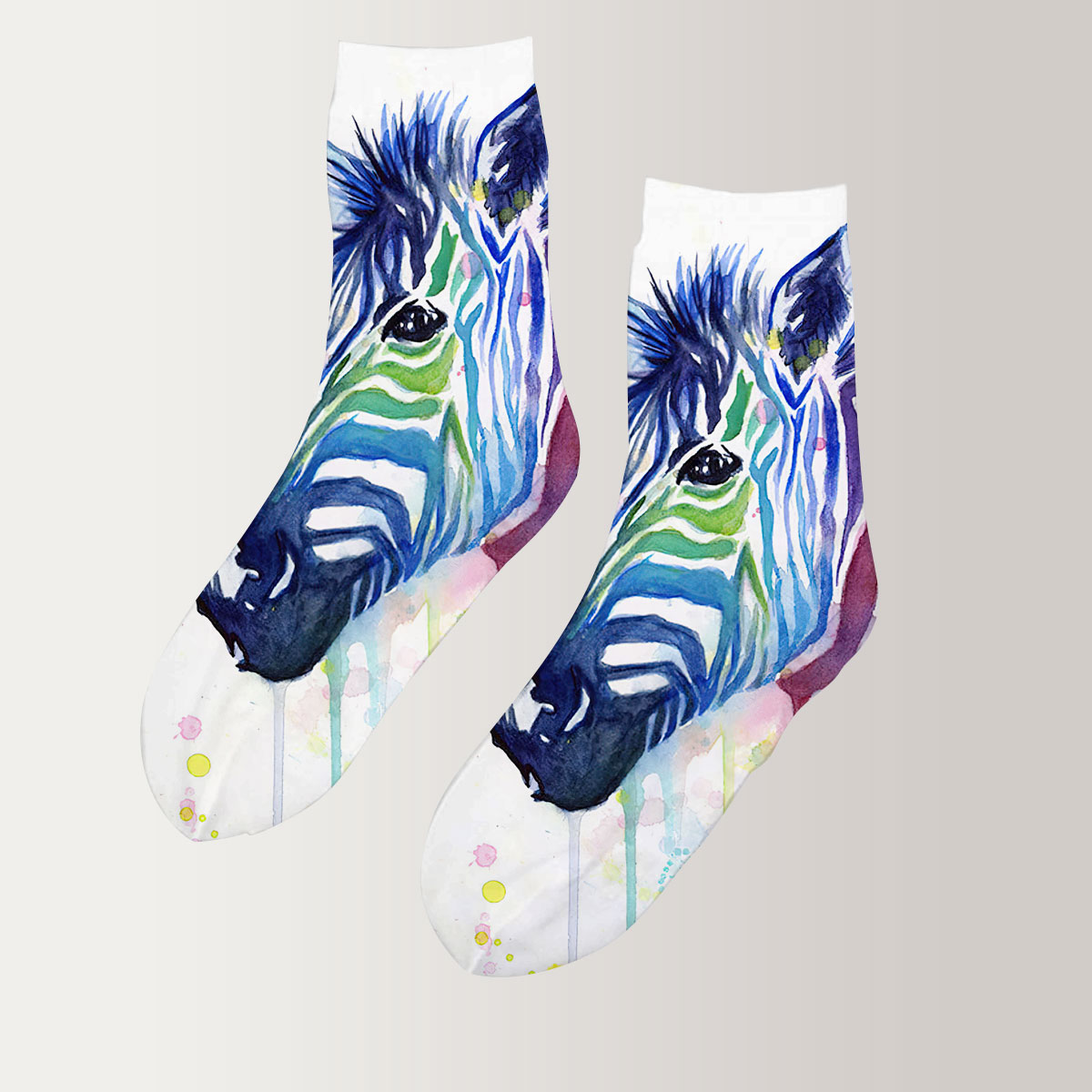 Rainbow Zebra 3D Socks