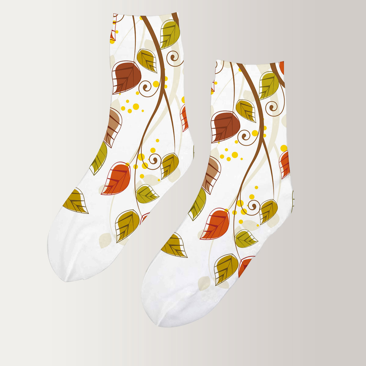 Retro Fall Leaves 3D Socks