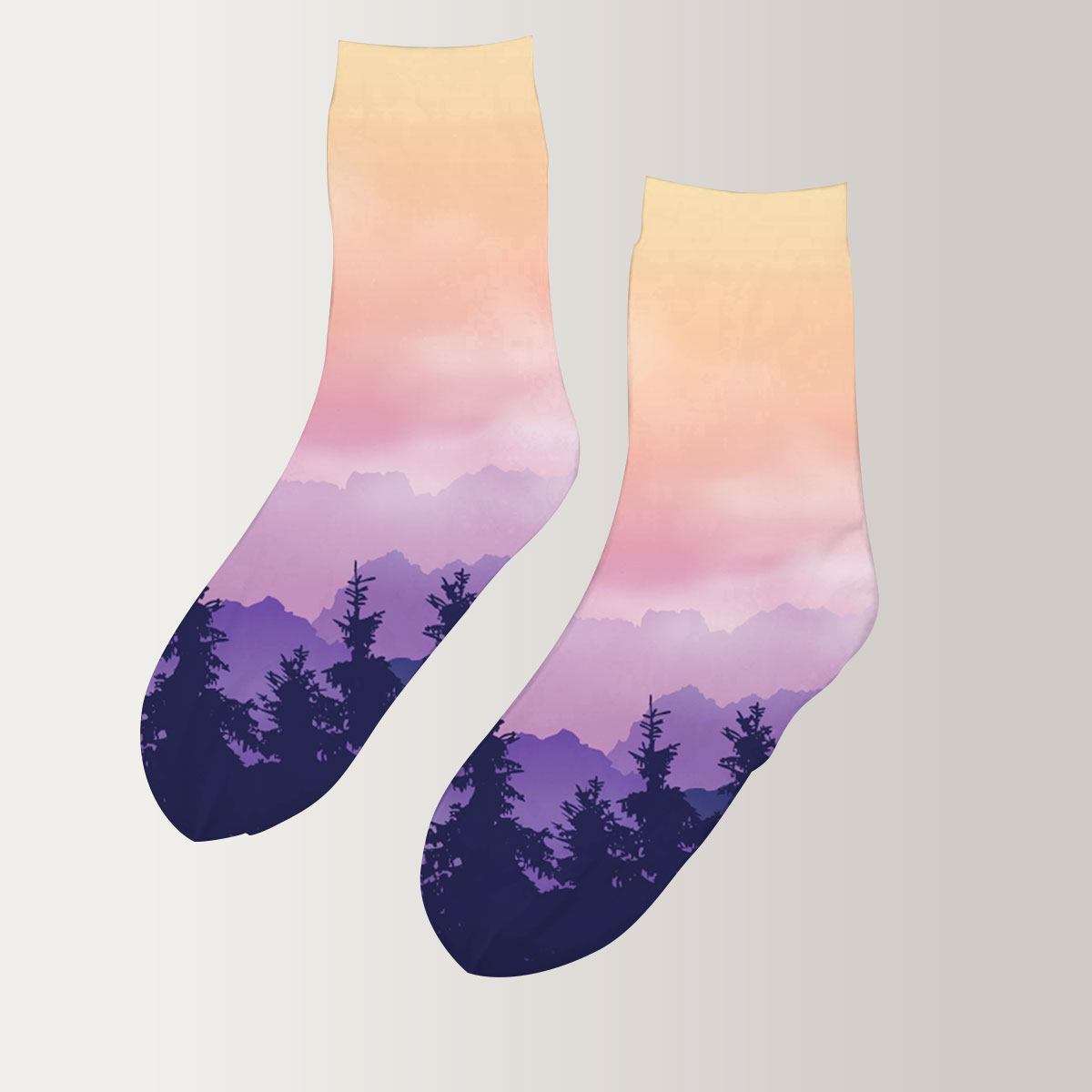 Retro Mountain 3D Socks