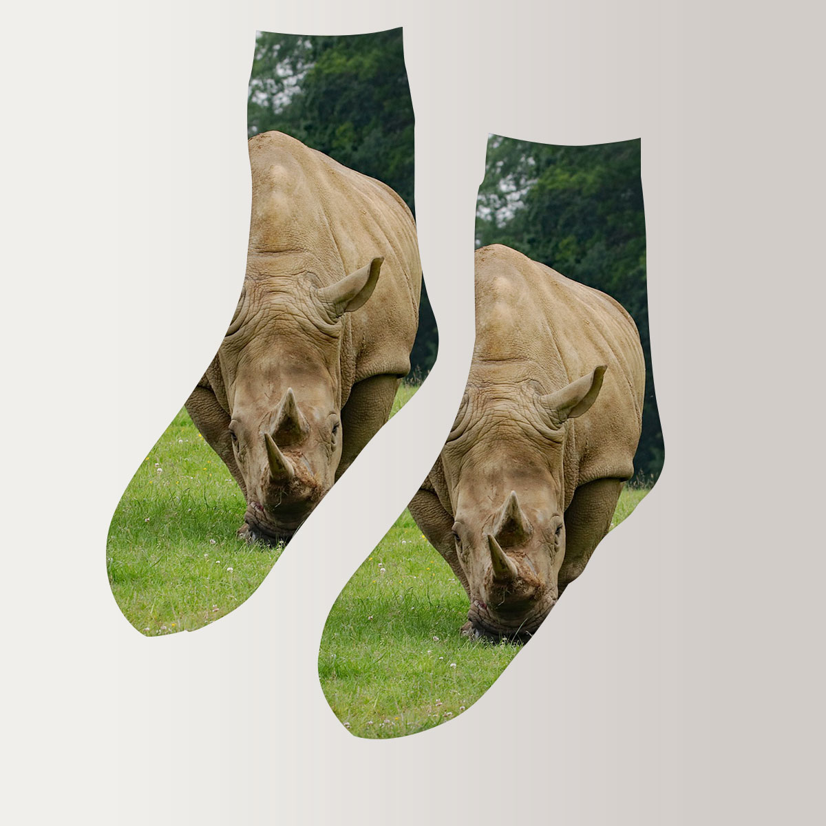 Rhino In The Wild 3D Socks