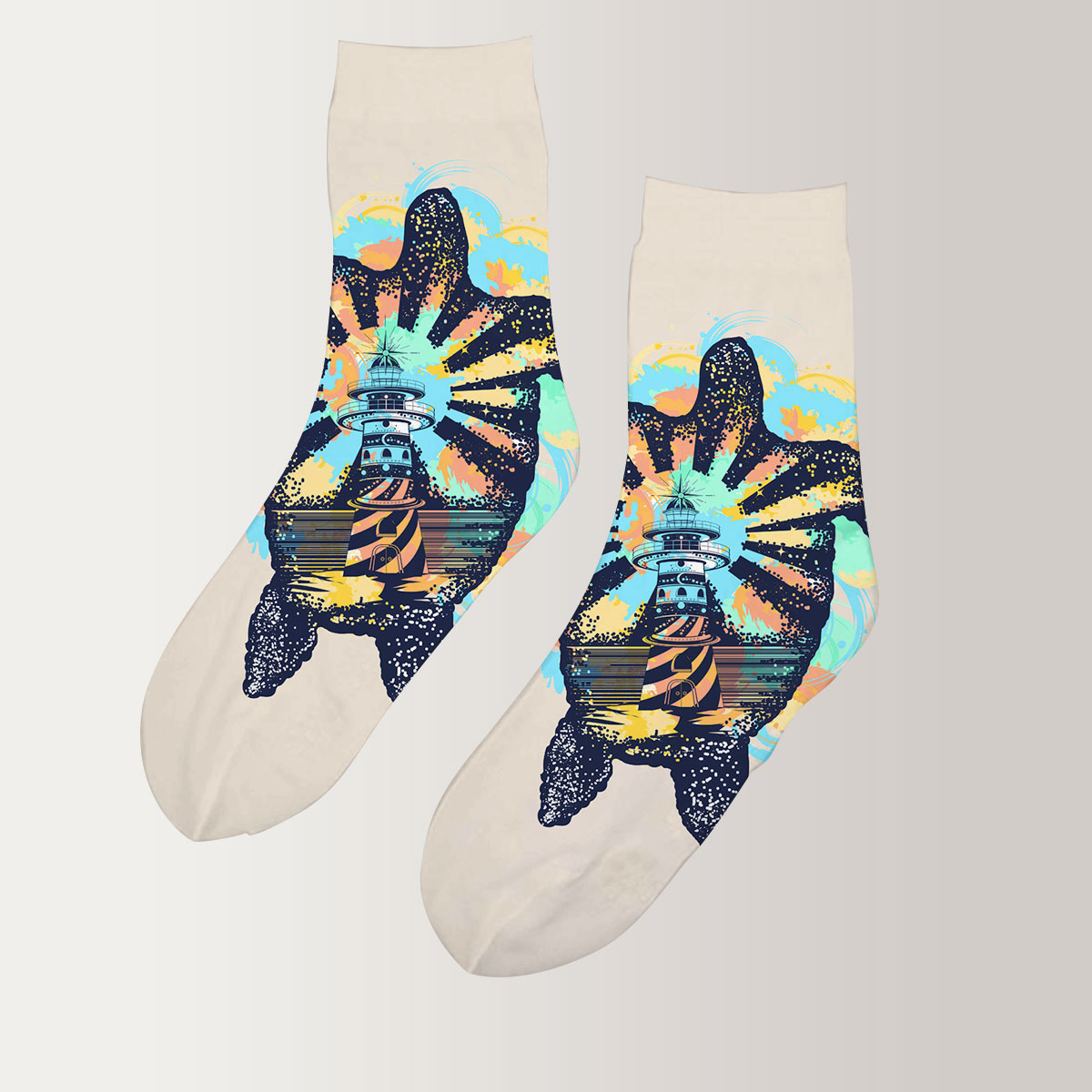Sea Turtle Lighthouse 3D Socks