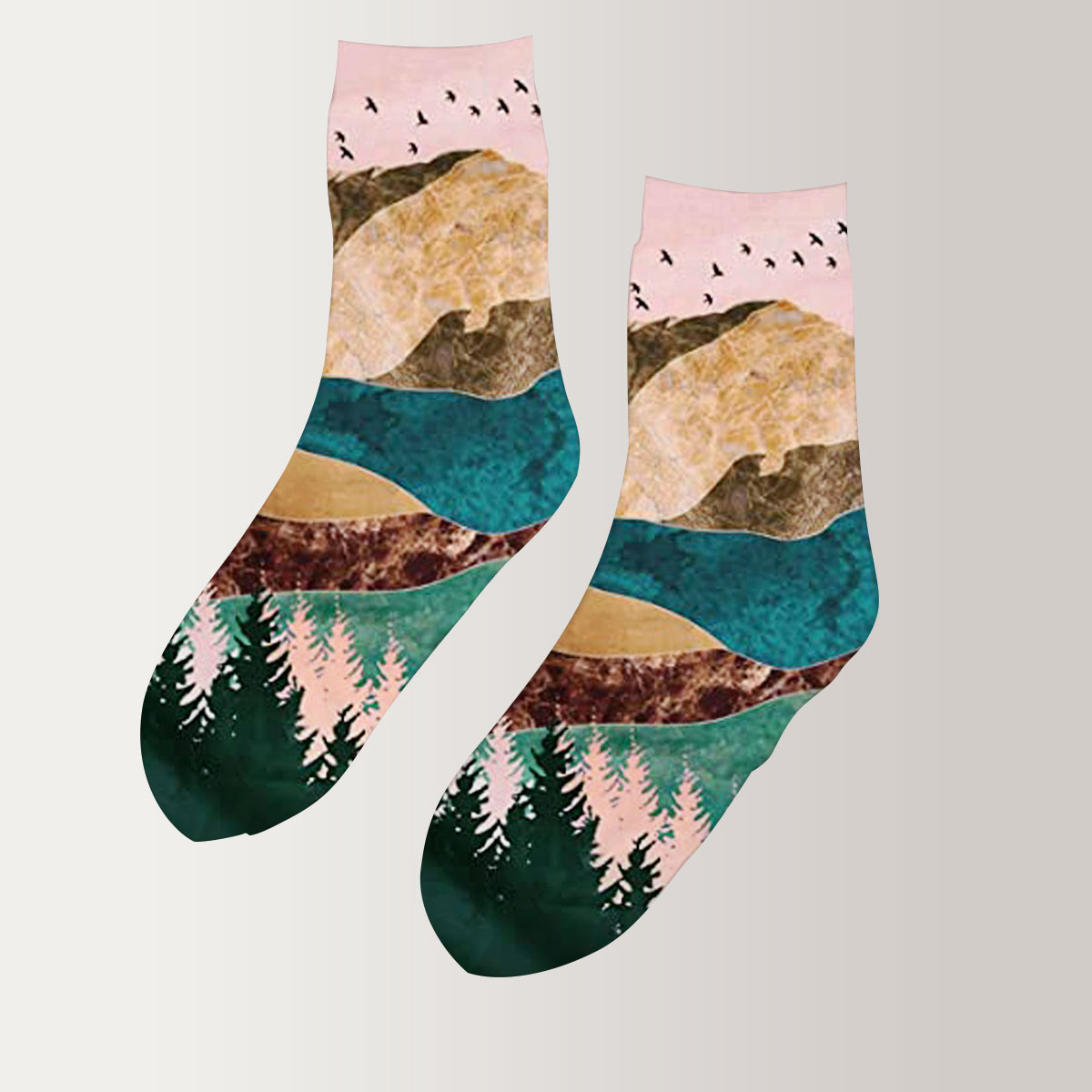 Sunrise Forest 3D Socks