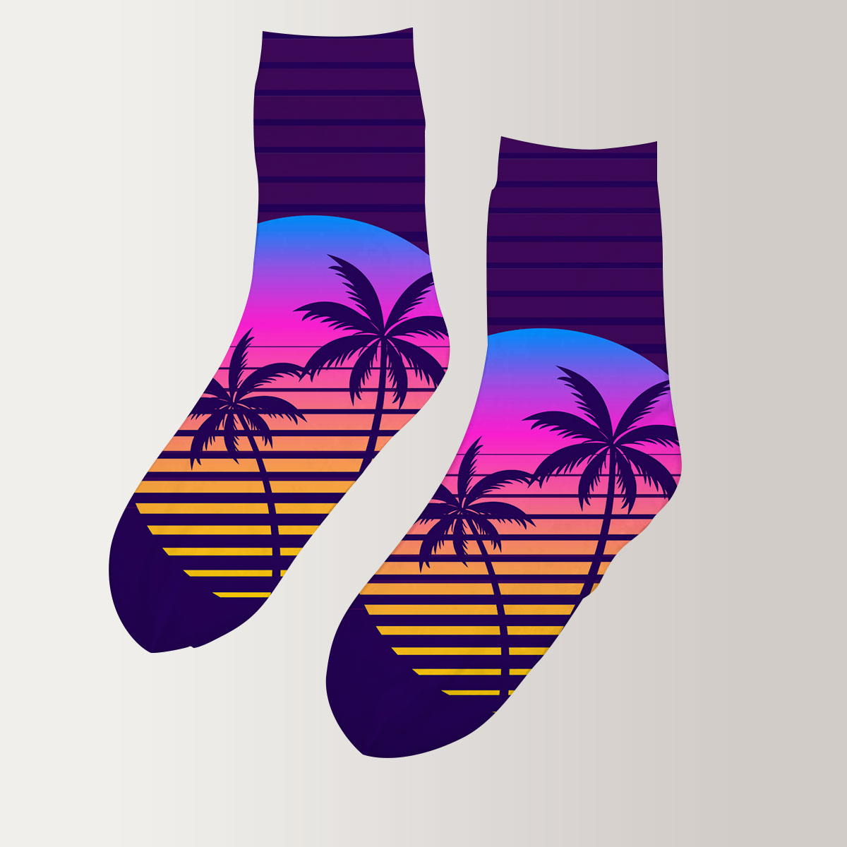 Tropical Purple Sunrise 3D Socks