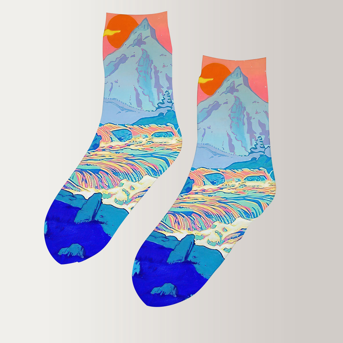 Vintage Abstract River 3D Socks