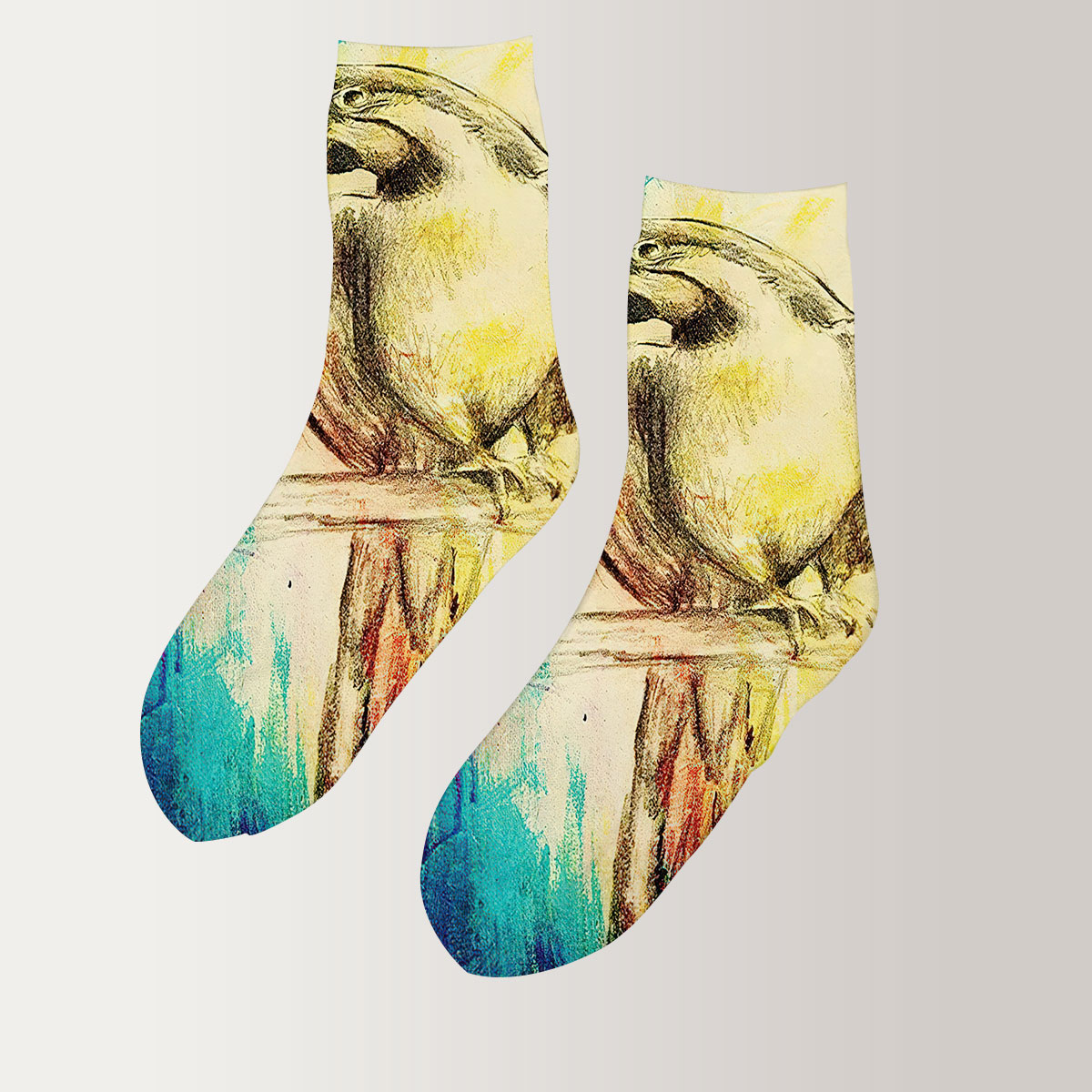 Vintage Colorful Parrot 3D Socks