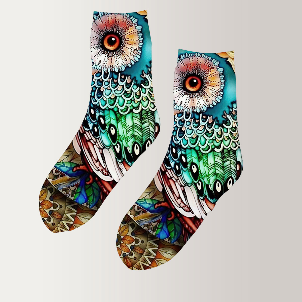 Vintage Owl 3D Socks