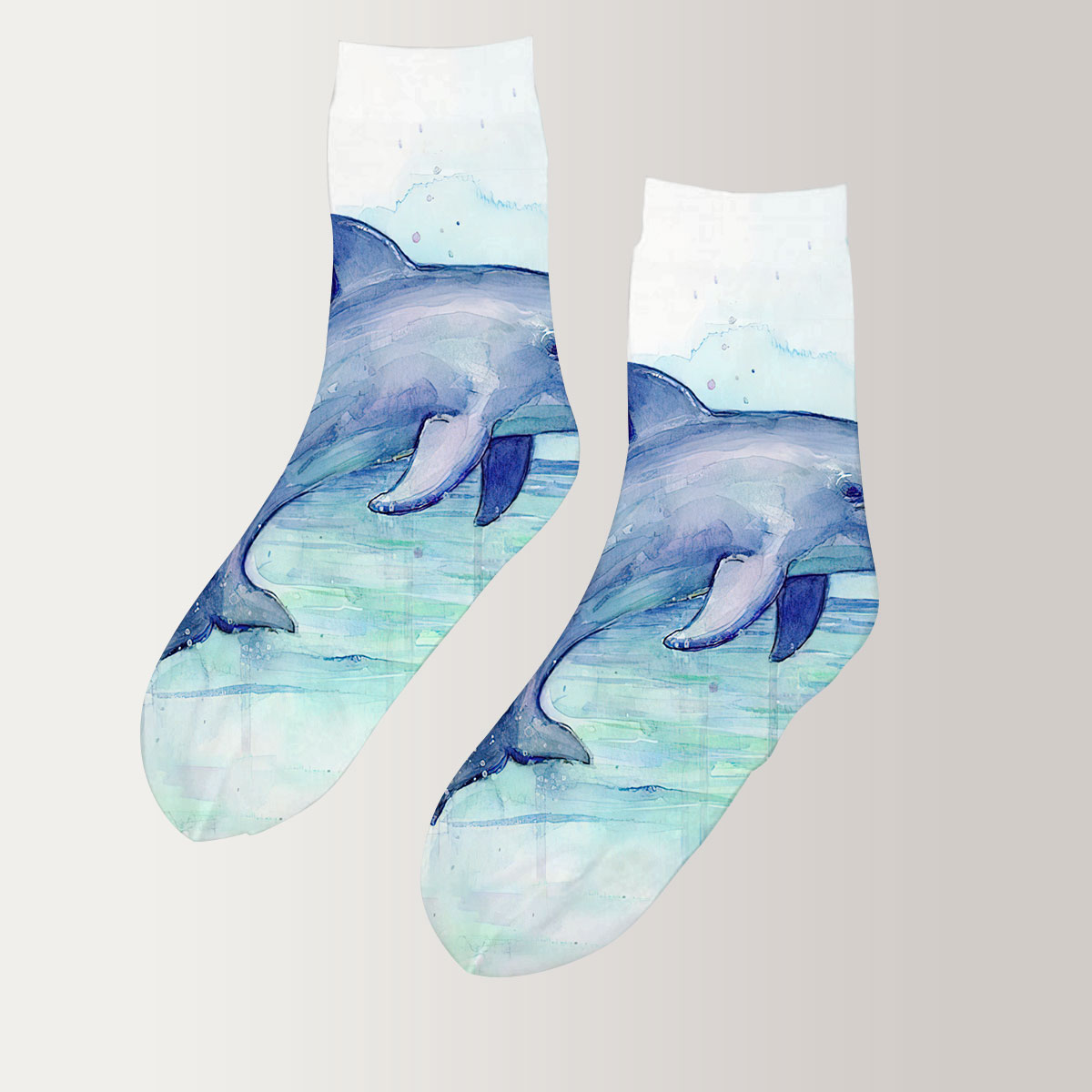 Water Color Dolpin 3D Socks