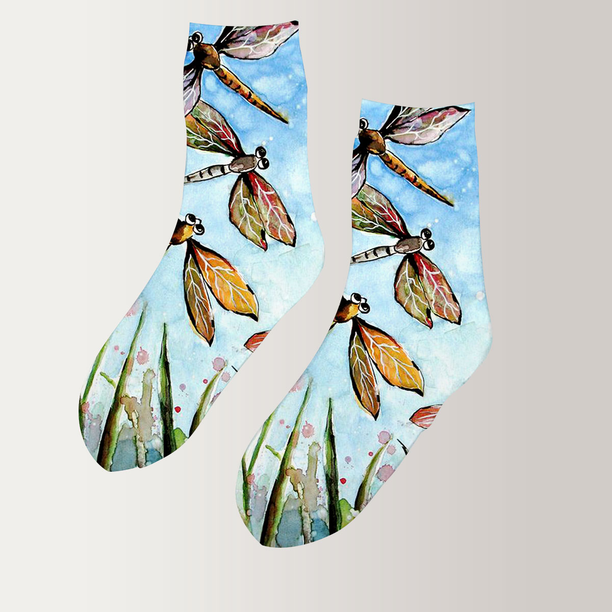 Water Color Dragonfly 3D Socks