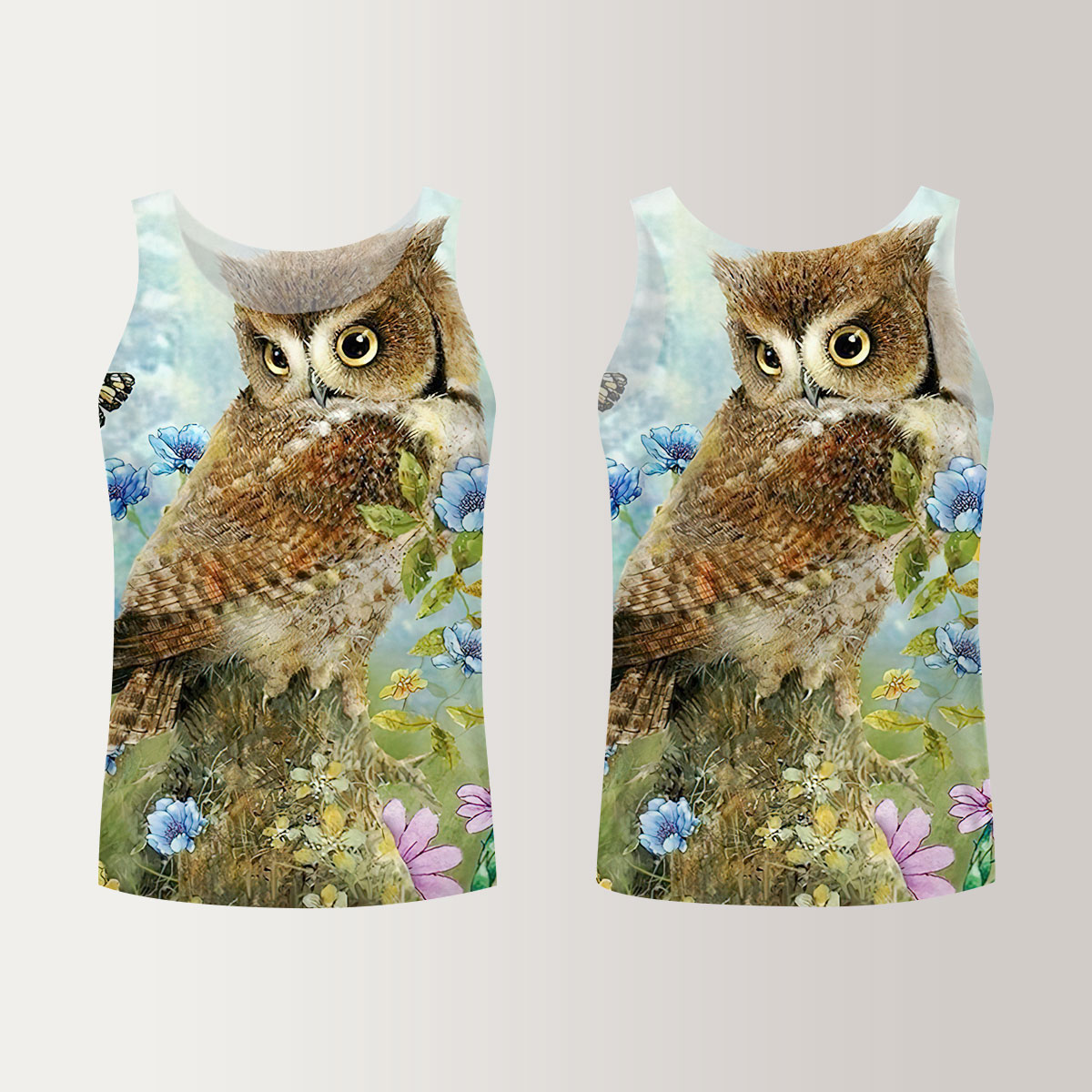 Owl And Butterfly Unisex Tank Top