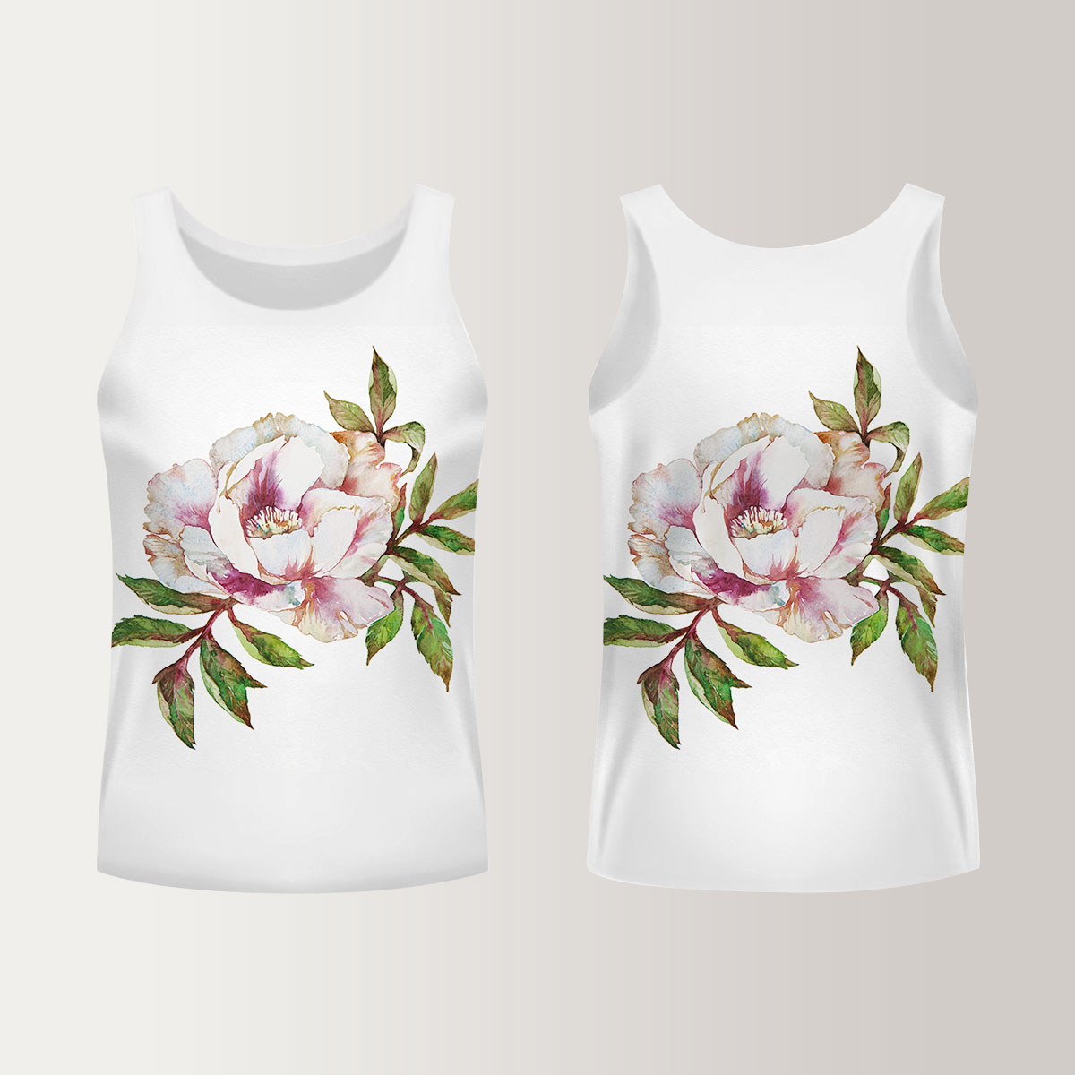 Peony Flower With Leaves Unisex Tank Top