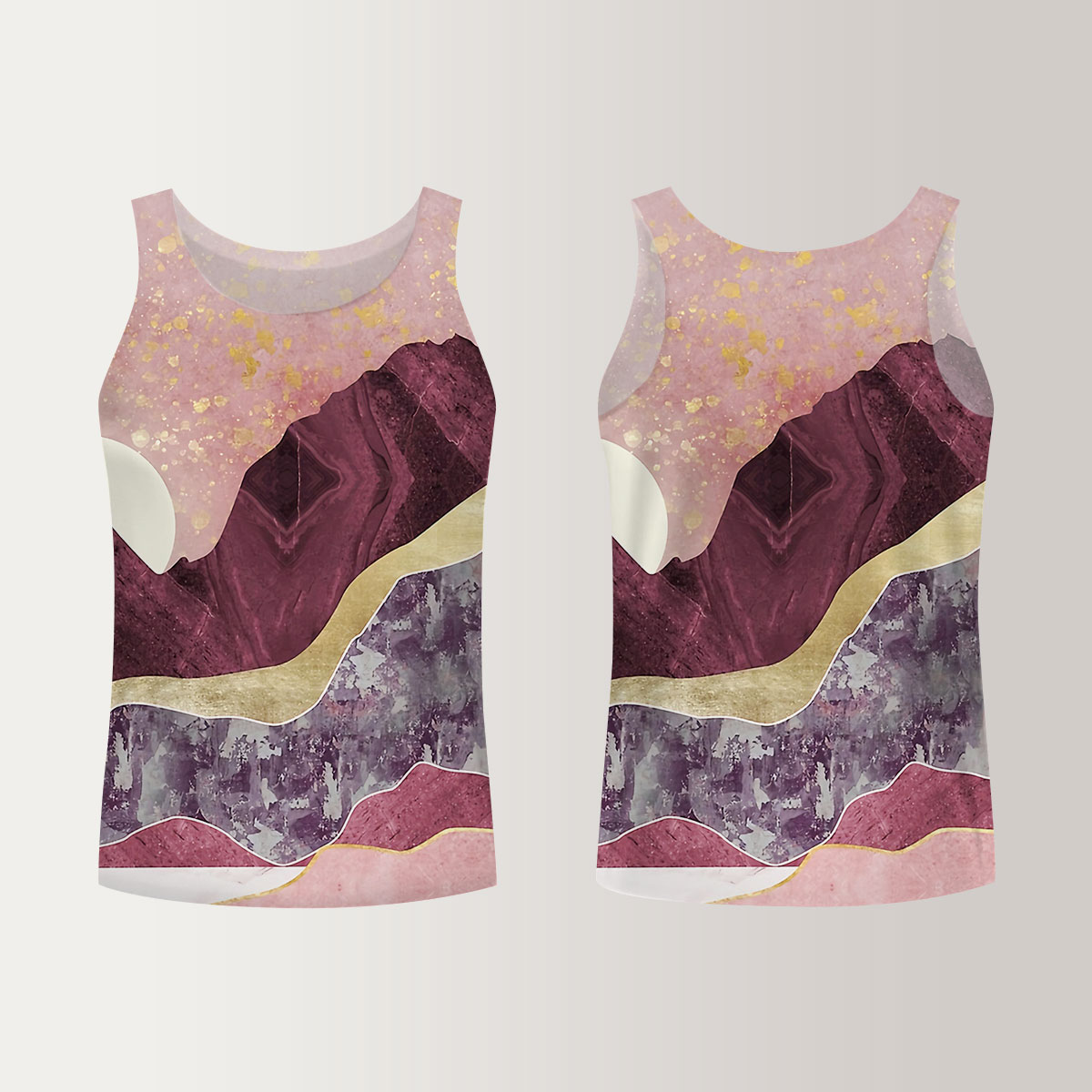 Pink Mountain And Sunset Unisex Tank Top