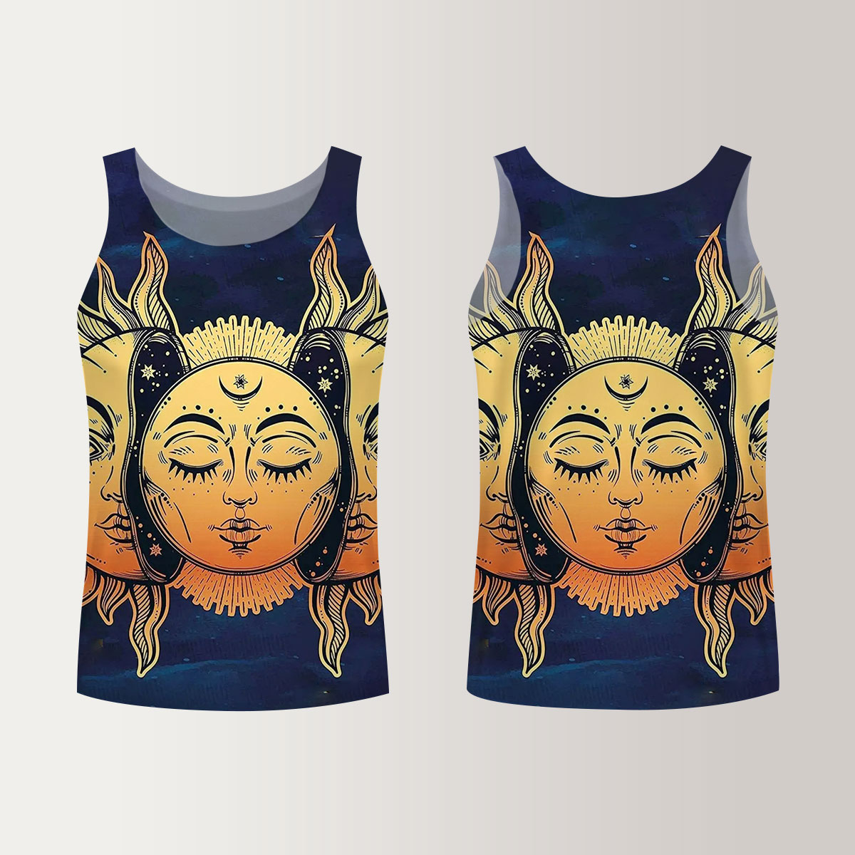 Sun and Moon Psychedelic Unisex Tank Top