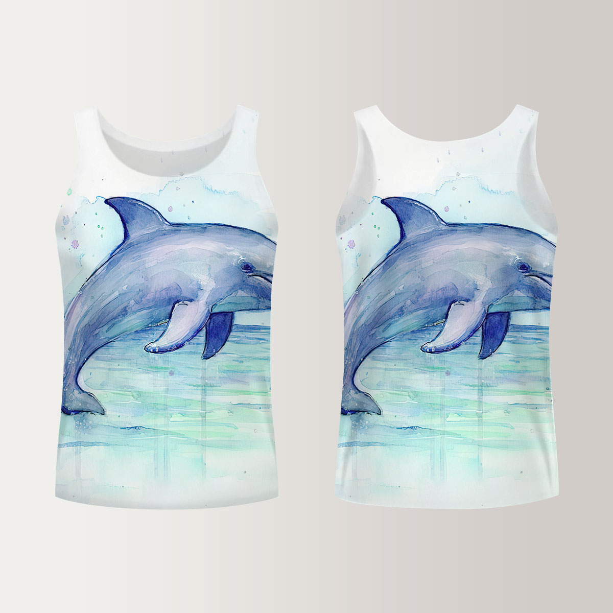 Water Color Dolpin Unisex Tank Top