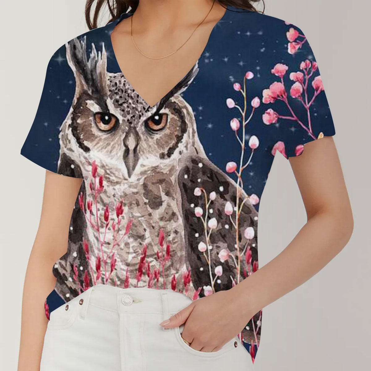 Night Owl V-Neck Women's T-Shirt