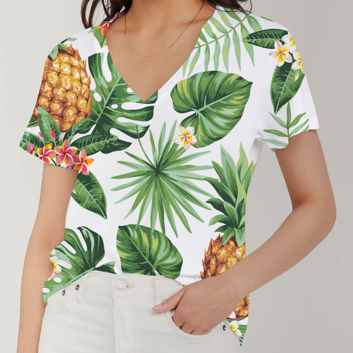 Pineapple Tropical V-Neck Women's T-Shirt