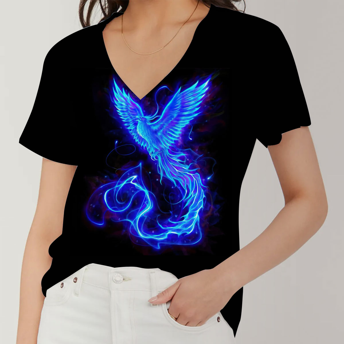 Royal Blue Phoenix V-Neck Women's T-Shirt