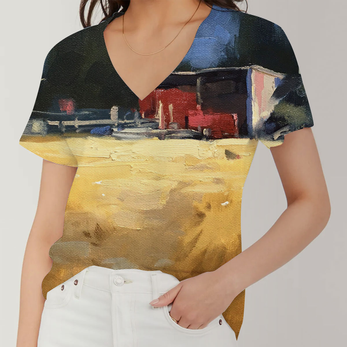 Rustic Farm V-Neck Women's T-Shirt
