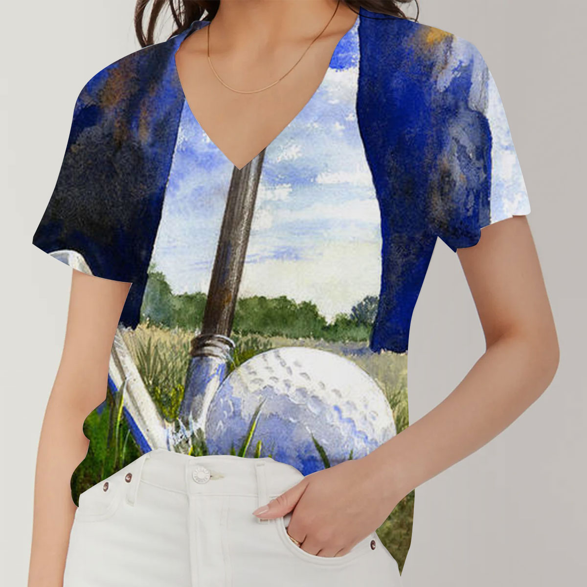 Sky And Golf V-Neck Women's T-Shirt