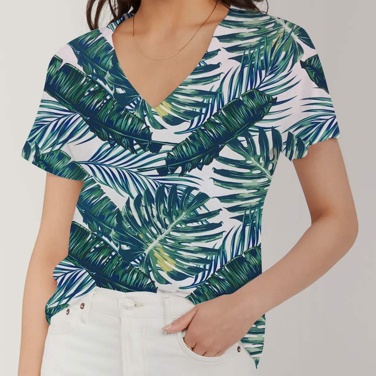 Tropical Forest V-Neck Women's T-Shirt