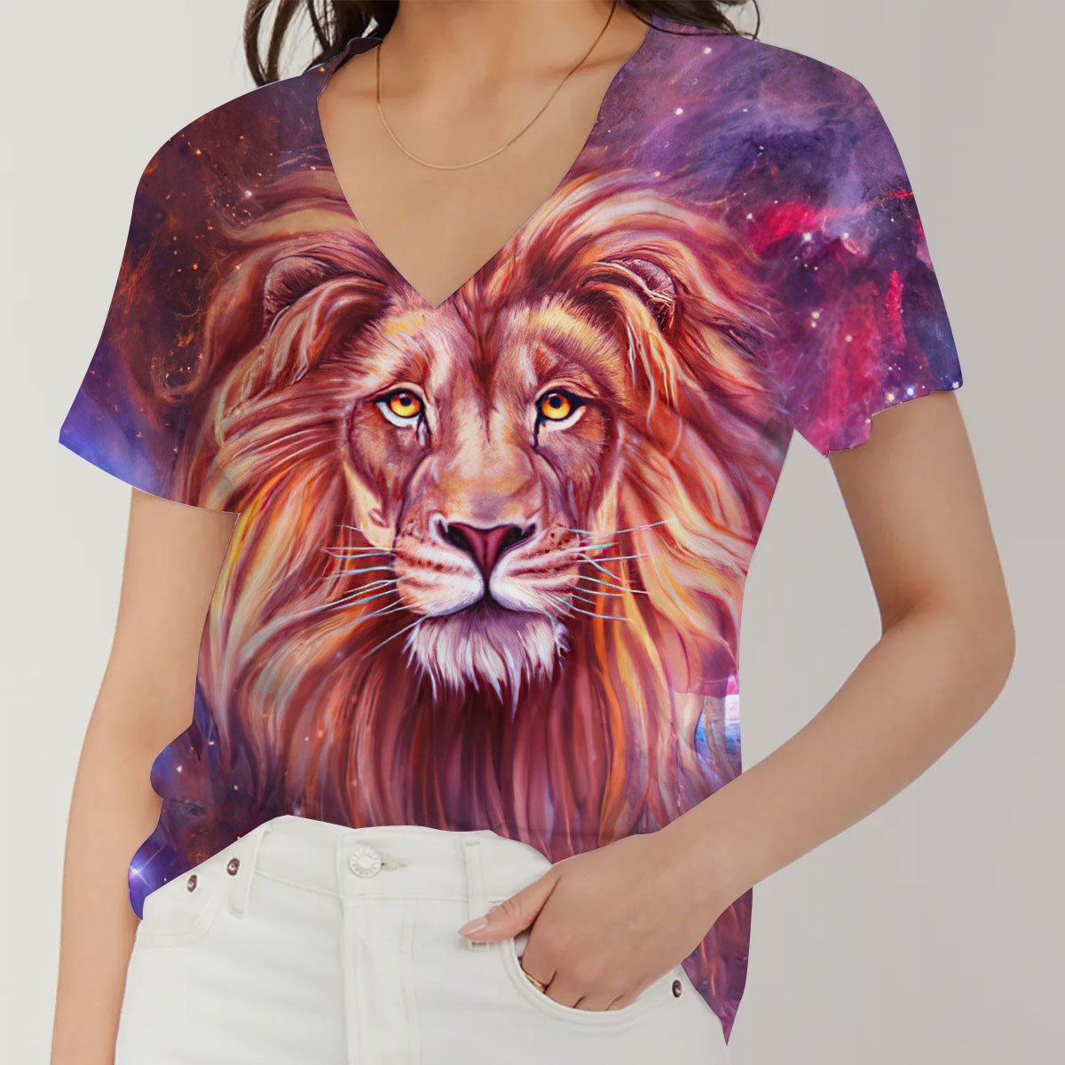 Universe Lion V-Neck Women's T-Shirt
