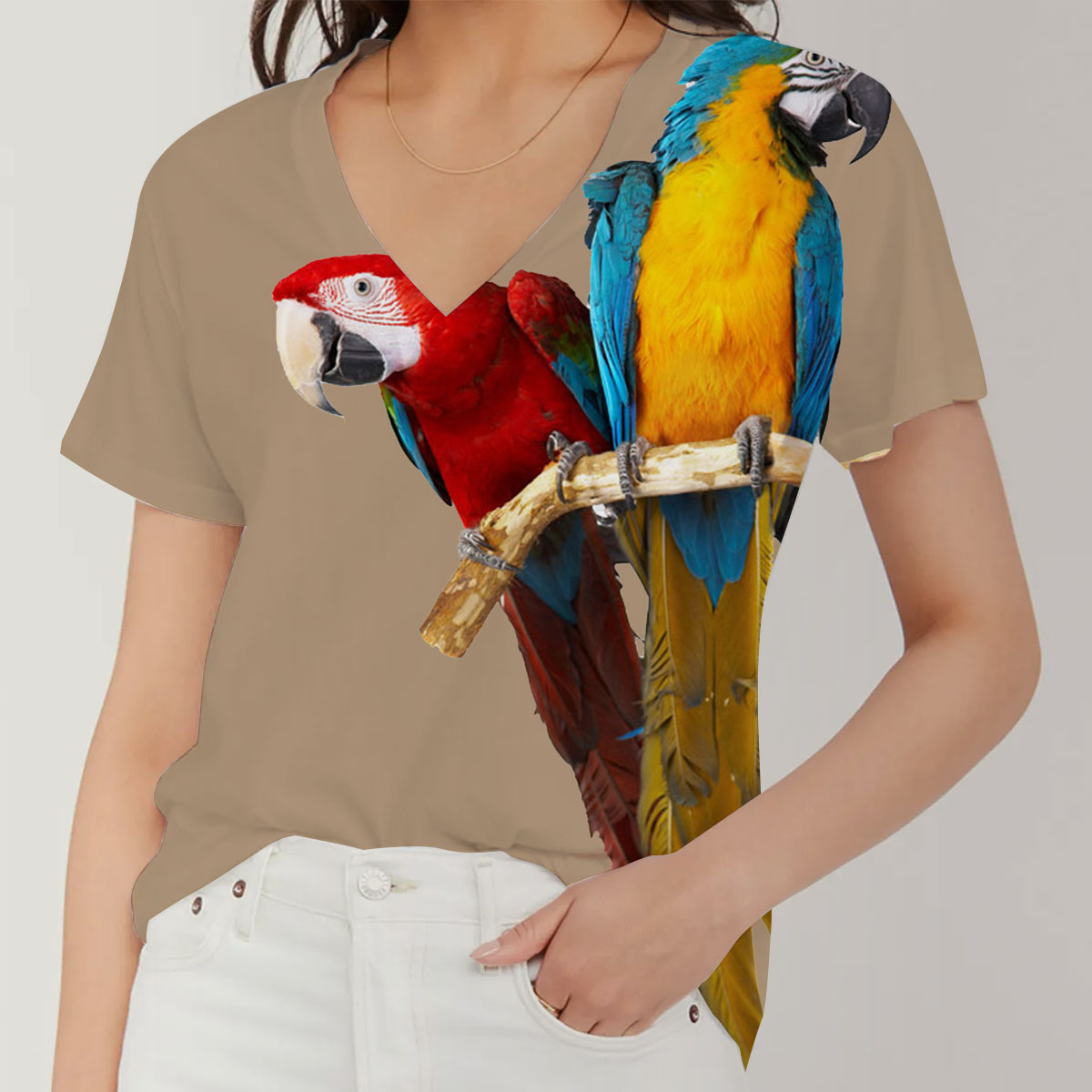 Vintage Parrot V-Neck Women's T-Shirt