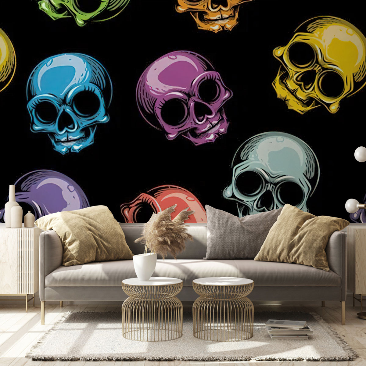 Multicolor Classic Skull Wall Mural