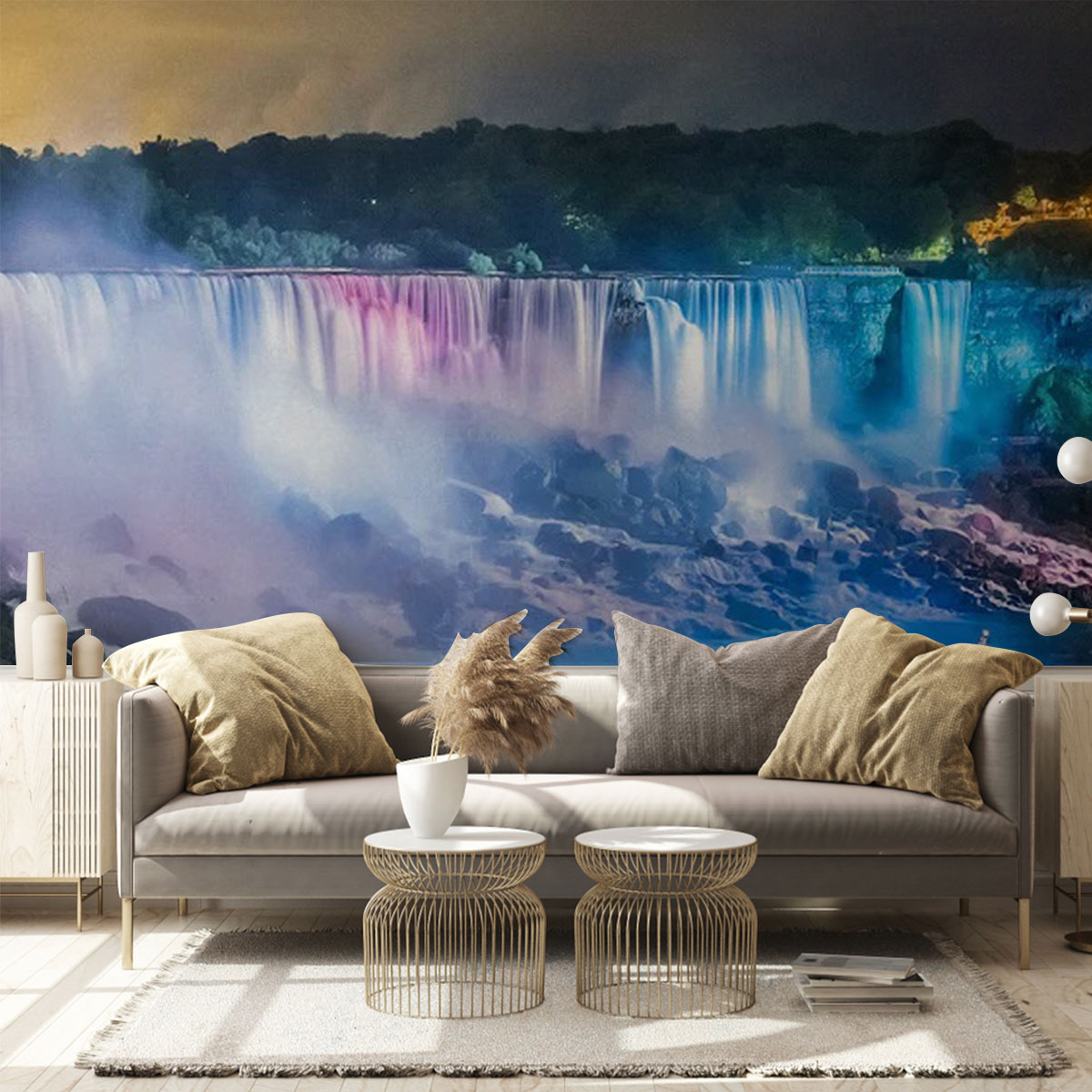 Niagara Falls by Night Wall Mural