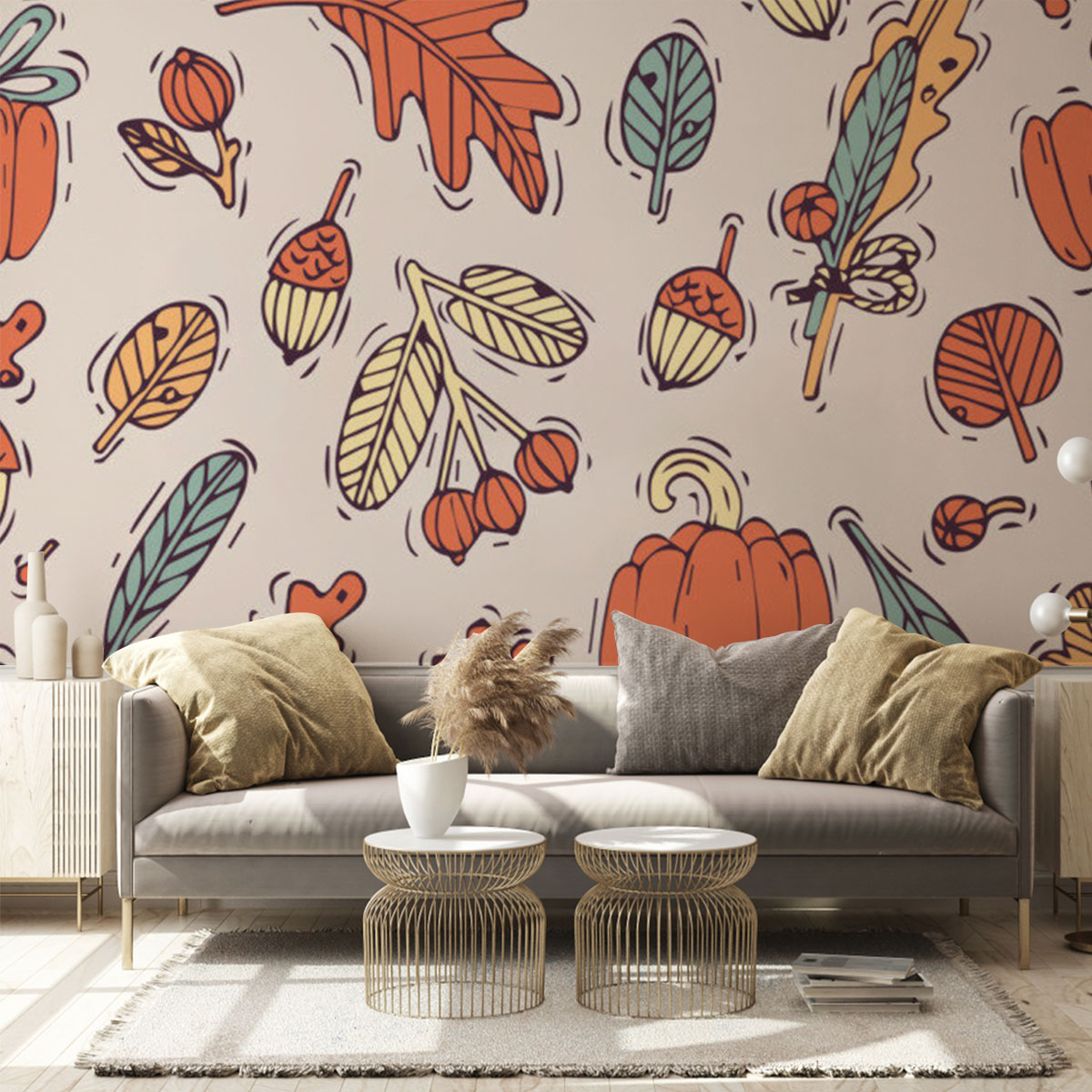 Orange And Blue Autumn Wall Mural
