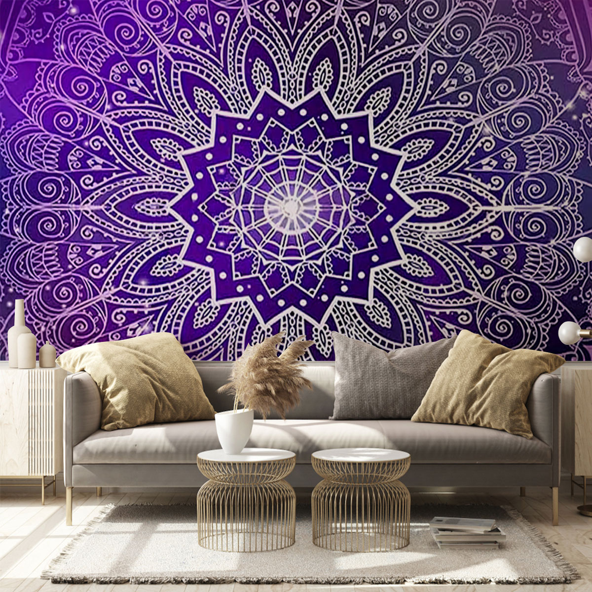 Purple Mandala Lotus Wall Mural