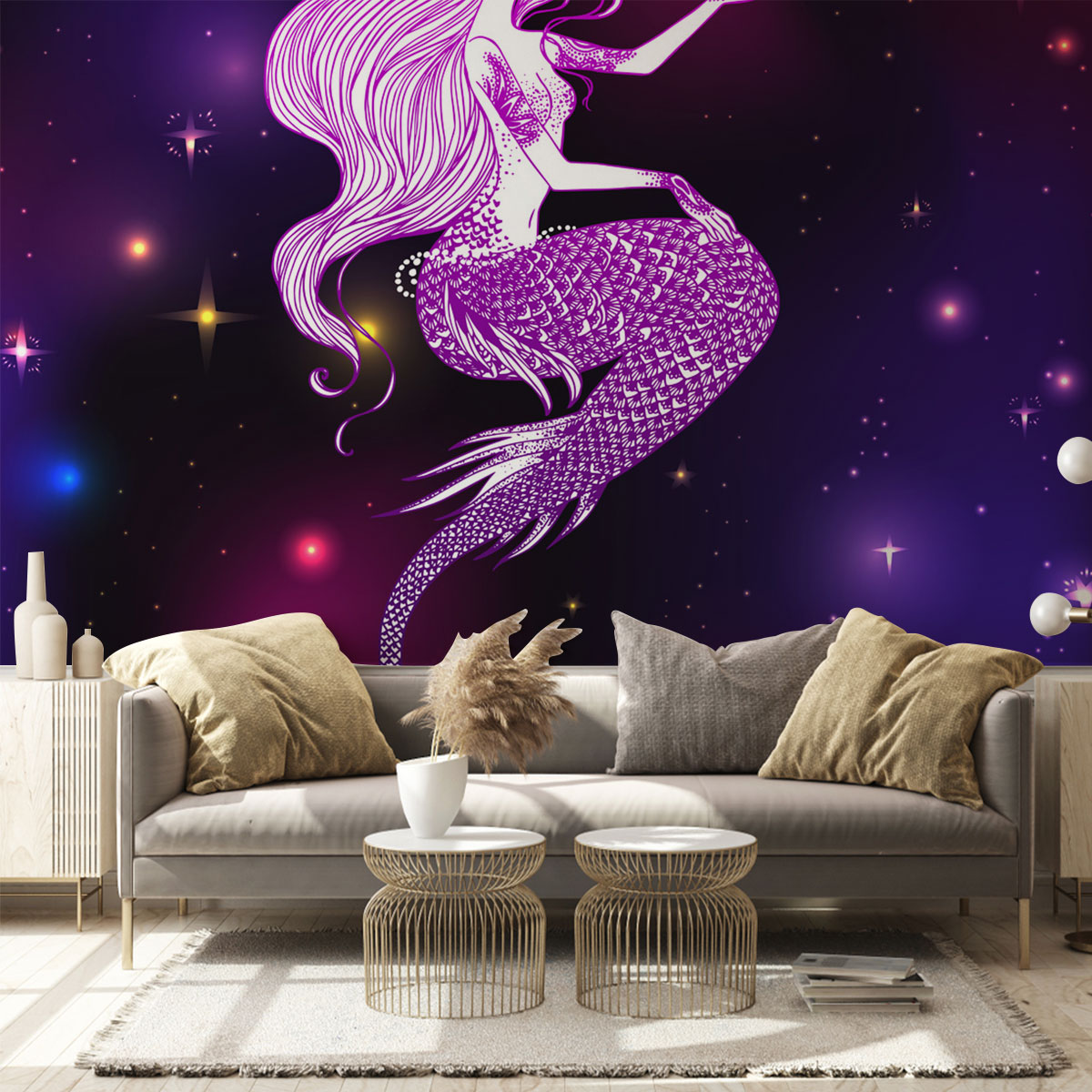 Purple Mermaid Wall Mural
