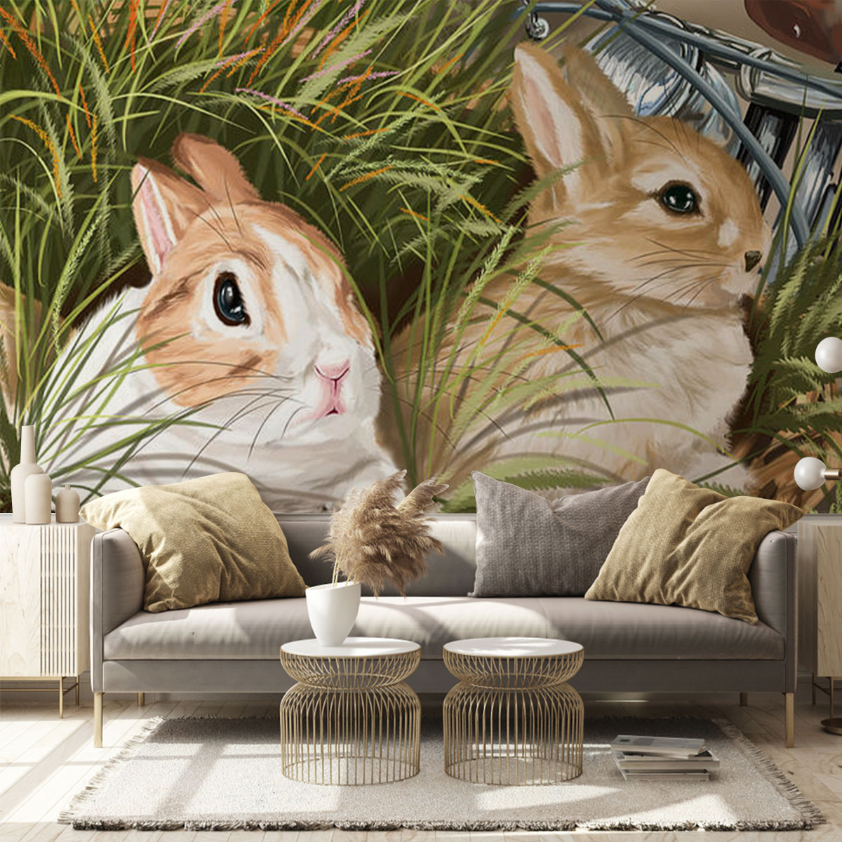 Rabbit In The Garden Wall Mural