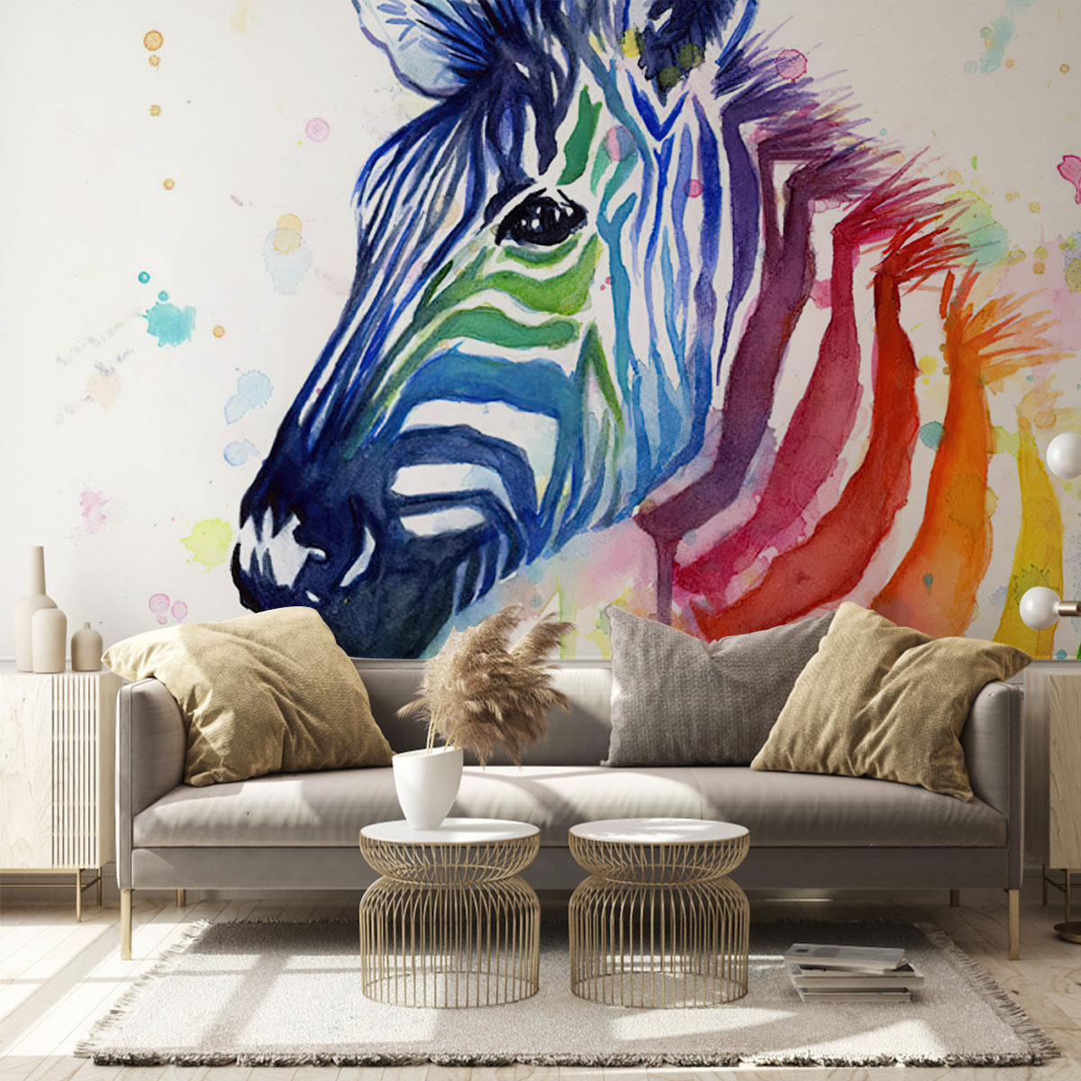 Rainbow Zebra Wall Mural
