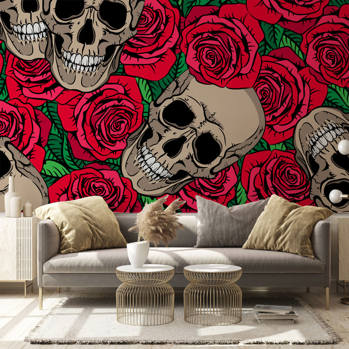 Skull Rose Wall Mural