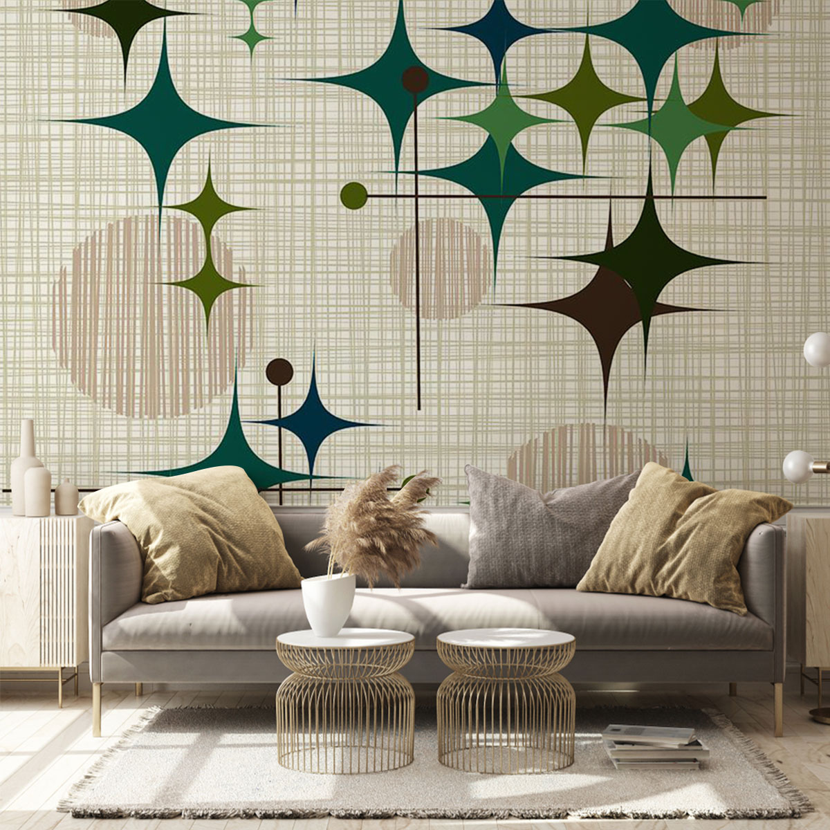 Starbursts and Globes Wall Mural