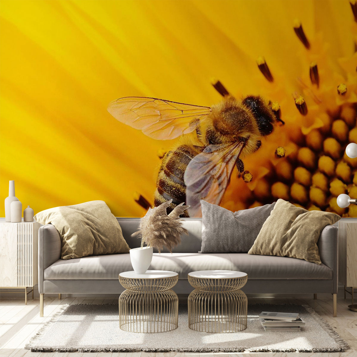 Sunflower Bee Wall Mural