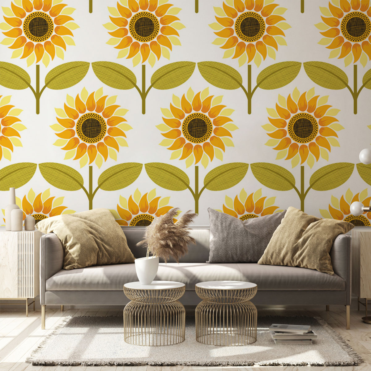 Sunflower Pattern Wall Mural