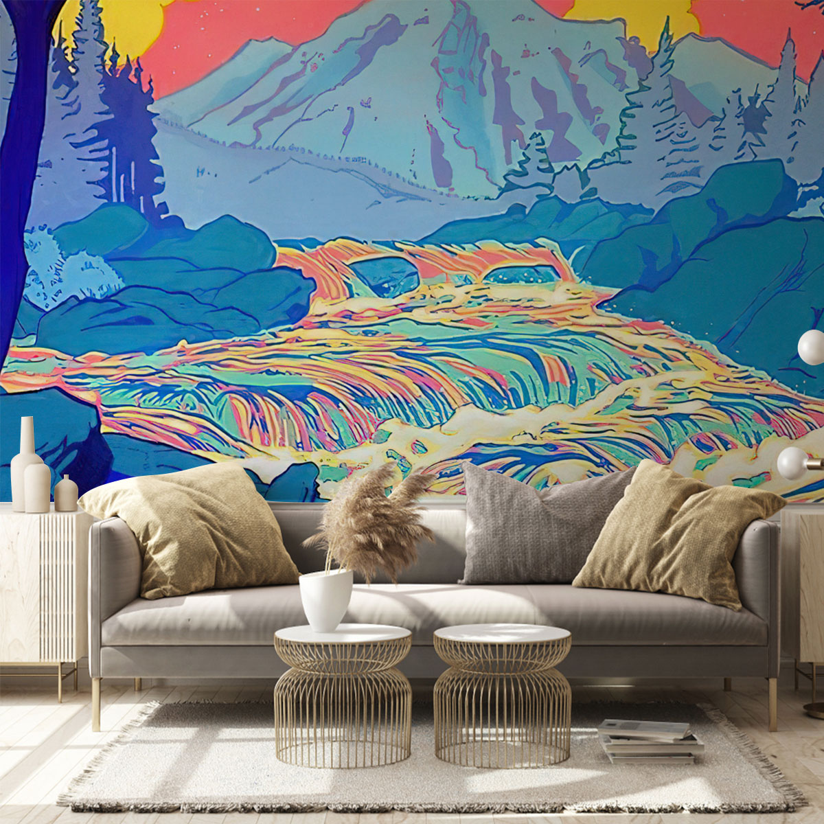 Vintage Abstract River Wall Mural