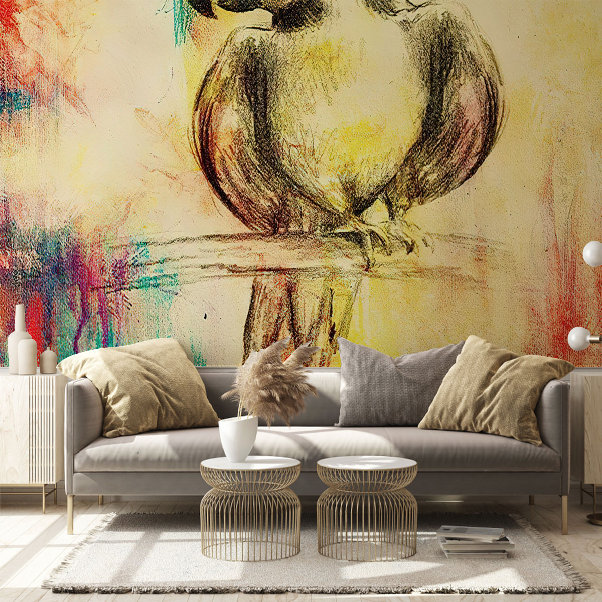 Vintage Colorful Parrot Wall Mural