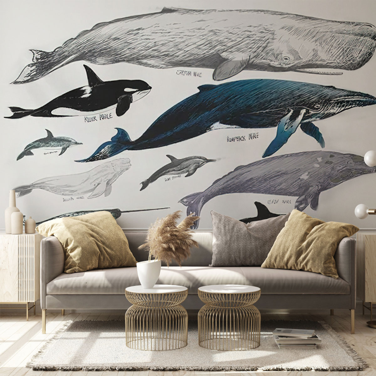 Vintage Whale Wall Mural