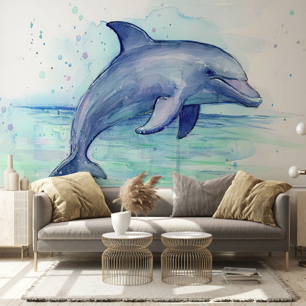 Water Color Dolpin Wall Mural