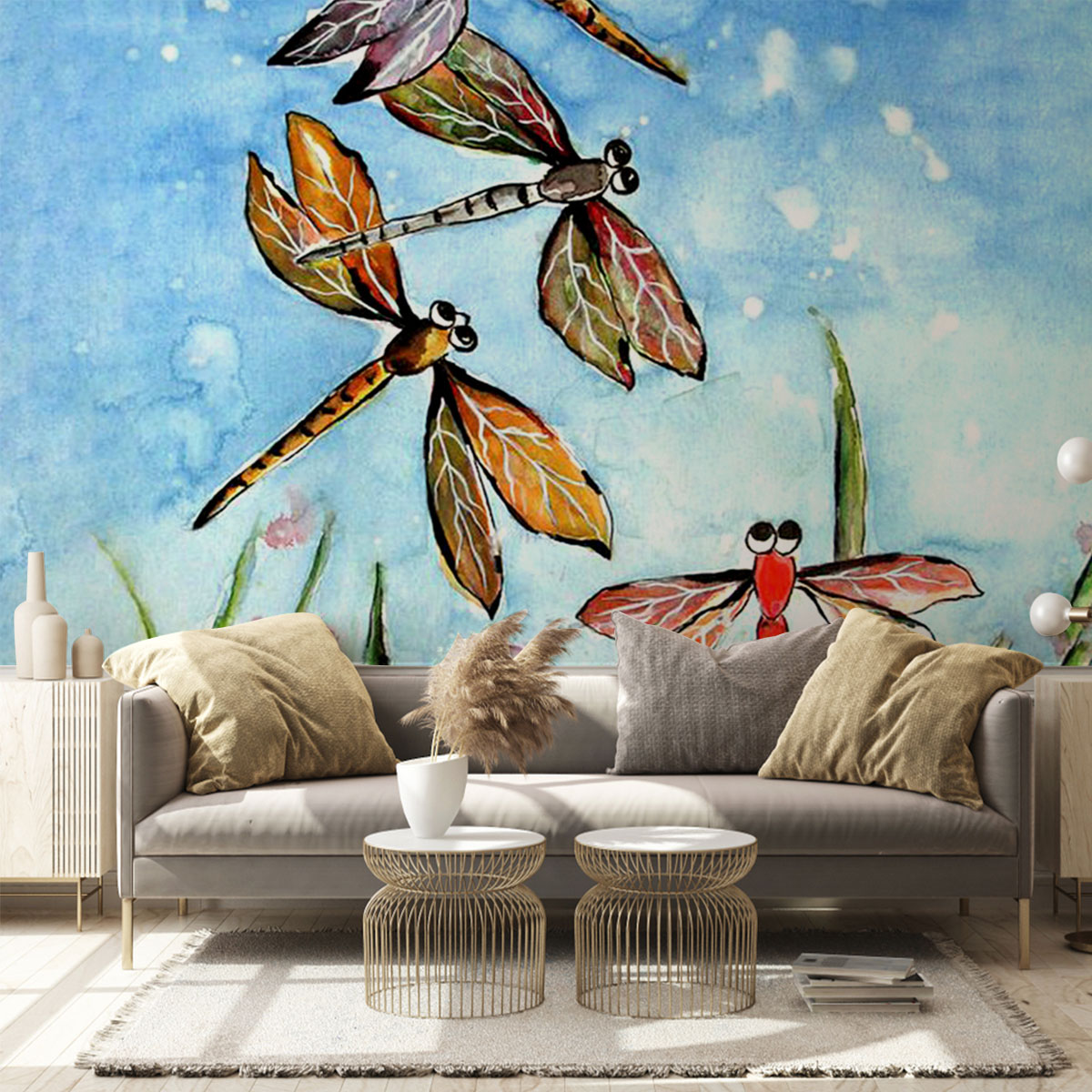 Water Color Dragonfly Wall Mural