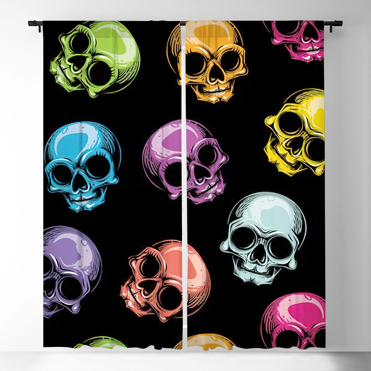 Multicolor Classic Skull Window Curtain