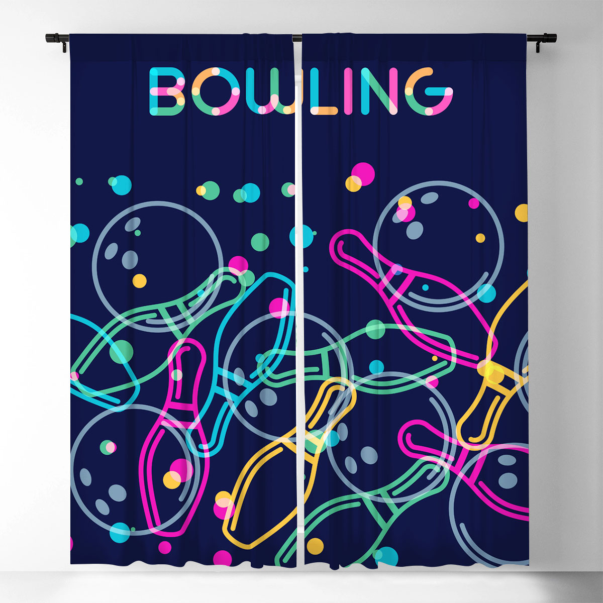 Neon Bowling Window Curtain