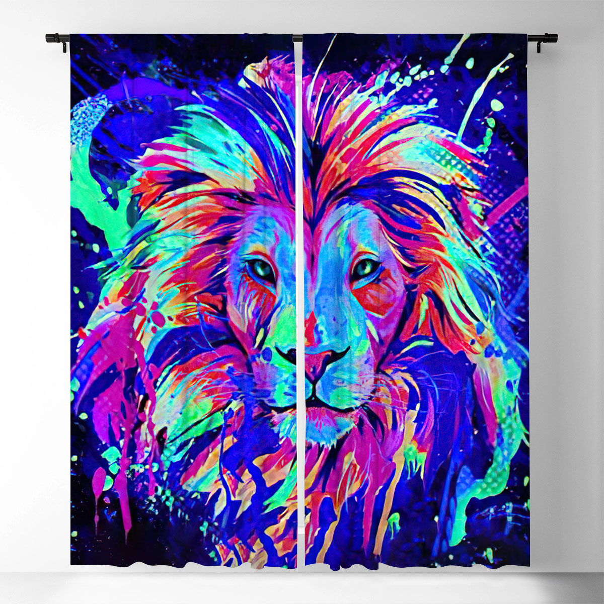 Neon Lion Window Curtain