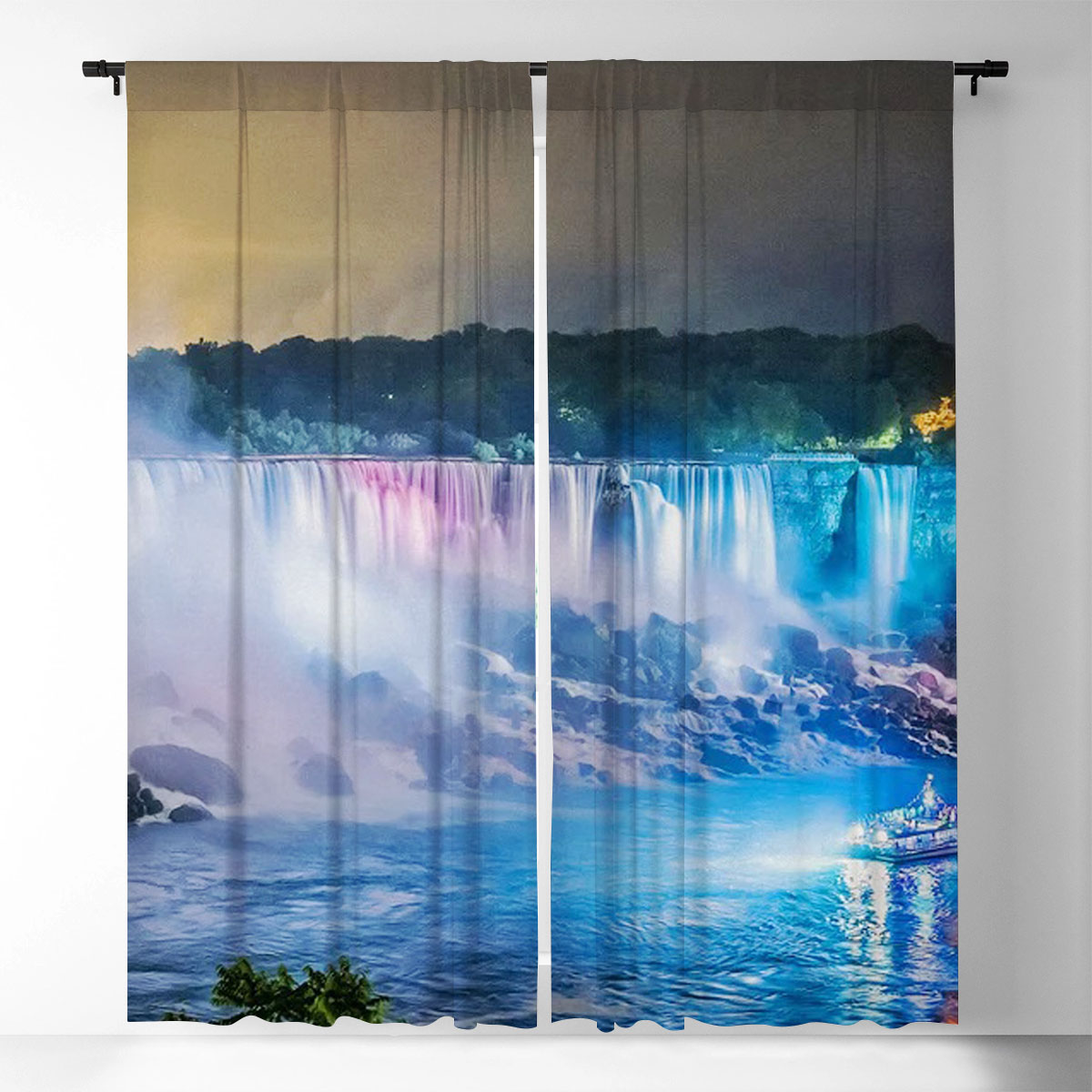 Niagara Falls by Night Window Curtain