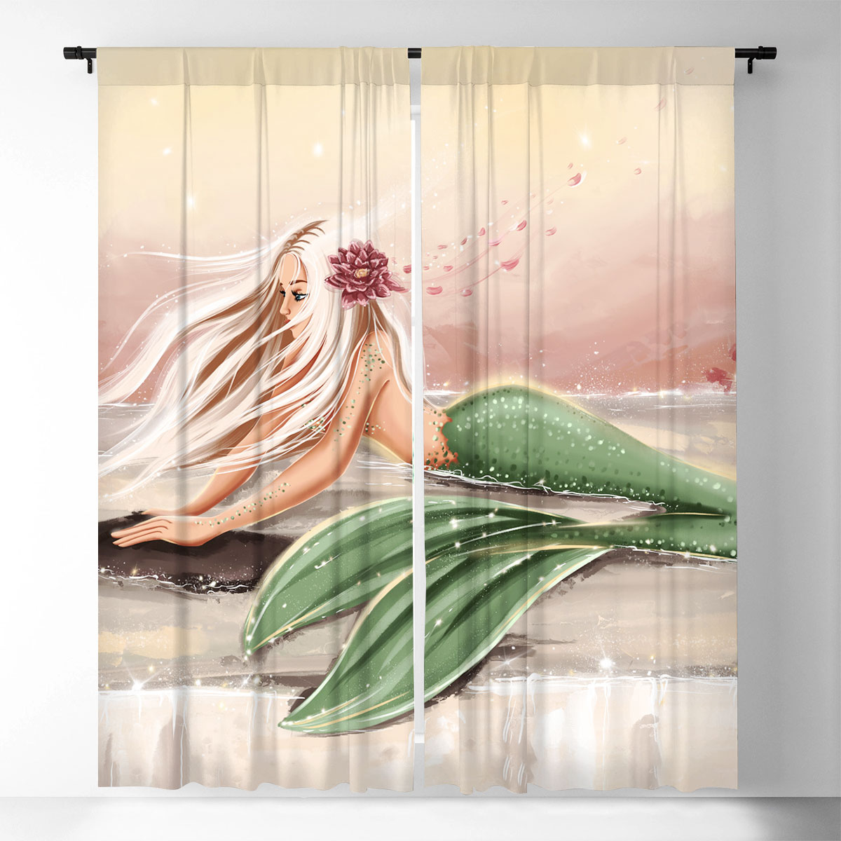 Ocean Mermaid Window Curtain