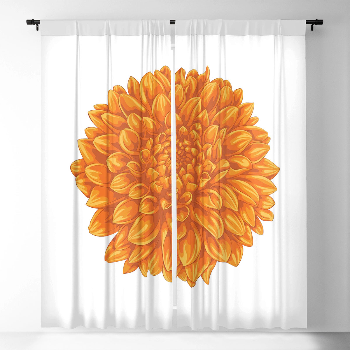 Orange Dahlia Window Curtain
