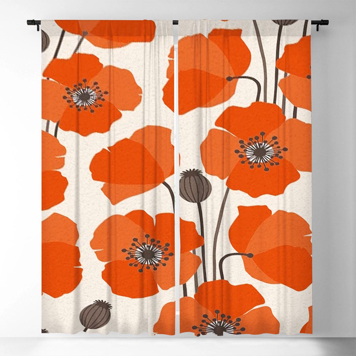 Orange Poppy Window Curtain