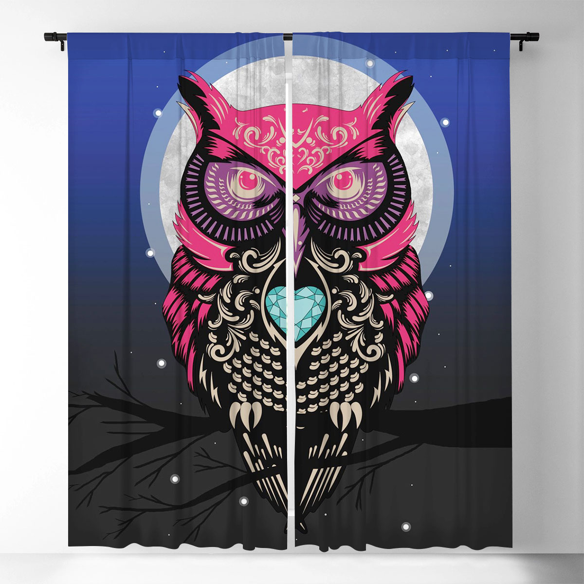 Owl Color Window Curtain